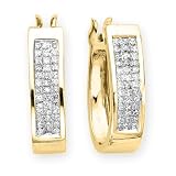14K Yellow Gold 1/2 ct. 3 Row Invisible Set Princess Cut Diamond Earrings