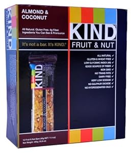 KIND Fruit & Nut, Almond & Coconut, All Natural, 1.4-Ounce Gluten Free Bars (Pack of 12)