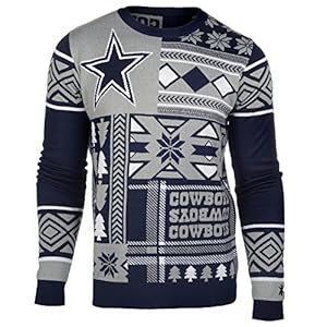 NFL Dallas Cowboys Patches Ugly Sweater, Blue, Medium
