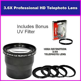 3.6X HD Professional Telephoto lens For Kodak Easyshare P880 Includes Bonus 72MM Protective UV Filter Tube Adapter Included