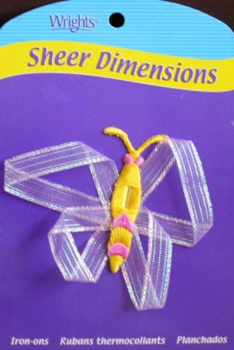 Wrights Sheer Dimensions Iron-On Applique: Yellow Body Butterfly