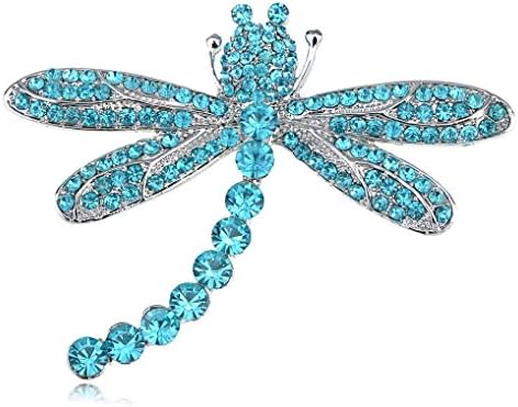 Ponce Silver Light Aqua Sapphire Blue Crystal Gem Dragonfly Pins Brooch