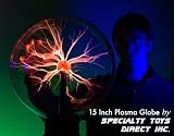 Museum Sized 22in Tall Plasma Globe - Red Plasma Effect - 15in Diameter Ball