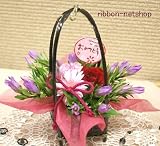 【9月限定】ピンクのりんどうと季節のお花の和風カゴフラワーアレンジメント（生花）FL-9GT-3