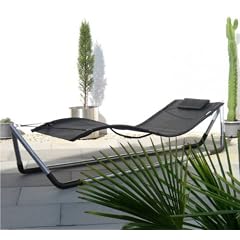 LECO 35051116 Sonnenliege Trend Stahlrohr silberfarben, Bezug schwarz