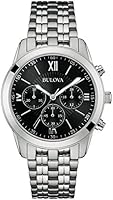 Bulova Classic Sports Men's Quartz Watch with Black Dial Chronograph Display and Silver Stainless Steel Bracelet 96A175