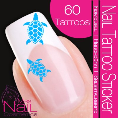 Nailart NAIL TATTOO STICKER - turtle / tortoise - turquoise