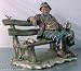 c1950 Lge Capodimonte figurine Tramp on Bench birds