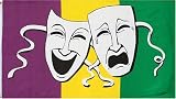Comedy and Tragedy 3ft x 5ft poly Mardis Gras Theater Flag
