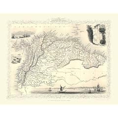 John Tallis Map of Venezuela 1851: Colour Print of Map of  Venezuela,  Equador and the Guayanas 1851 by John Tallis