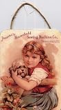 Household Sewing Machine Co ~ Vintage Signage ~ Girl with Puppy Dog Decor