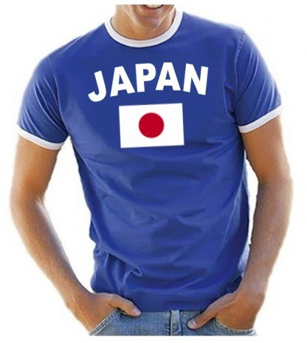 Coole-Fun-T-Shirts Herren T-Shirt Ringer, Blau, L, 10888_Japan_HERI