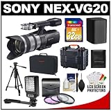 Sony Handycam NEX-VG20 1080 HD Video Camera Camcorder with 18-200mm OSS Lens + 32GB Card + Battery + LED Video Light + (2) Waterproof Cases + 3 UV/FLD/CPL Filters + Tripod + Accessory Kit