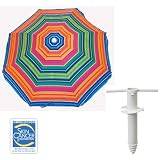 Rio Brands 6' 100 SPF Umbrella with a Rustproof lightweight Sand Anchor