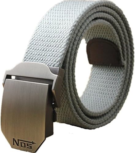 Kinsun New Letter Design Metal Buckle Webbing Durable Thicken Canvas Men Belt (Gray)