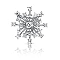 Enchanted Style: Sterling Silver Tiffany Inspired Snowflake White CZ Diamond Brooch