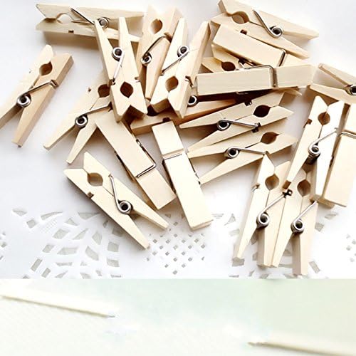 Onlyour Natural Clothespins, Wood, 50PCS/Lot Mini Wood Clips Clothespin Clips for Photo Paper Handicrafts Photos Papers Clothes Pegs Home Decoration