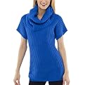 GO International&reg; Cowl Neck Short Sleeve Sweater - Blue