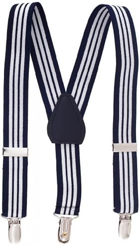 Kids and Baby Boys Adjustable Elastic Solid Color Suspenders (22", Black-White Striped)