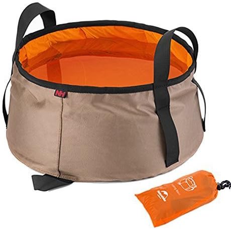 Ubens Ultralight Folding Basin Camping Folding Water Basin Waterproof Bag Bucket (Khaki+Orange)