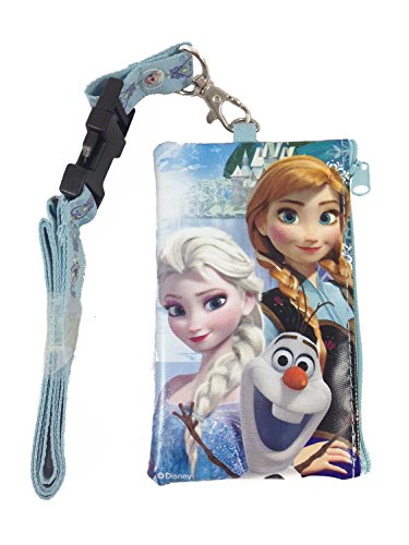 Disney Frozen Elsa and Anna Lanyard Coin Purse Wallet / ID BAG (Snow Blue)