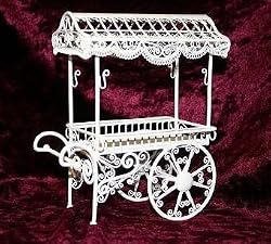 Victorian White Wire Flower Cart Dollhouse Miniature