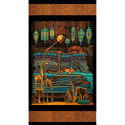 Princess on a Pea Around the World African Panel Black Fabric By The Yard