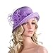 Pure Color 1920s Womens Summer Organza Bowler Sun Hat Derby Tea Party A267 (Purple)
