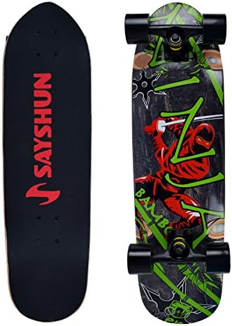 SAYSHUN Canadian Maple Complete Skateboard Super Speed Downhill Cruiser board for Beginners and Professional