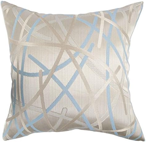 2-Pc Set, Handmade, Designer, Decorative Throw Pillow Cases/Cushion Covers (Turquoise Blue and Beige Modern Pattern)
