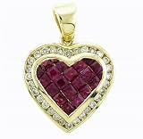 Ladies 0.30ct Diamond and 1.32ct Ruby Heart Pendant