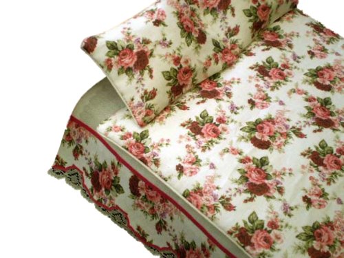 Dollhouse Miniature Artisan Summer Chintz Double Bed Quilt Set