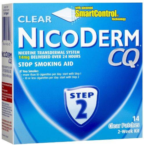 NicoDerm CQ Step 2 Clear Patch, 14 mg, 2-Week Kit (14 patches)