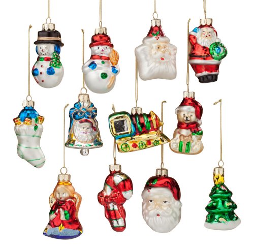 WalterDrake Christmas Glass Ornaments S/12