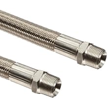 Unisource TSV PTFE Chemical/Antistatic Hose Assembly, Stainless Steel 316 NPT Male Connection