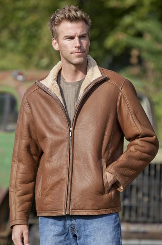 Mens Drake Zip-Front Sheepskin Coat