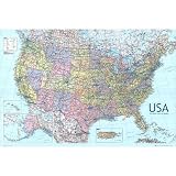 US Map (Political) Art Poster Print - 24x36