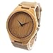 Wangyue Unisex Retro Leather Fashion Bamboo Wooden Watch Japan Movement Quartz With Genuine Cowhide Leather Band Casual Watches