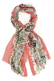 Lightweight Butterfly Garden Print Scarf