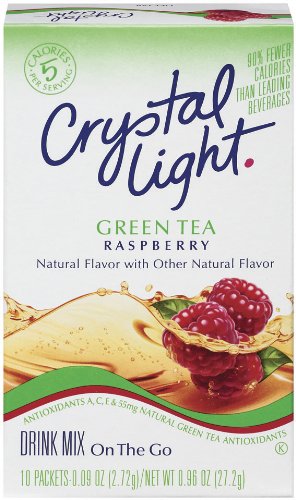 Crystal Light On The Go Green Tea Raspberry, 10 Count Boxes (Pack of 6)