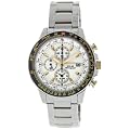 Stainless Steel Solar Flight Quartz Alarm Chronograph White Dial