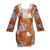 IMAGE OF Handmade Printed Cotton Top With Frill And Sequins Work (Free Shipping) LLtop0123