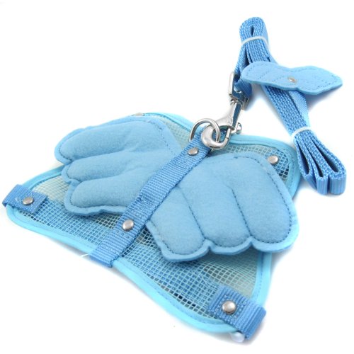 Alfie Couture Pet Accessory – Angel Wing Harness with Leash – Color: Baby Blue, Size: S