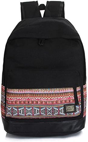 GBX Gear® Unisex Teen Black Backpack Canvas Shoulder School Bag (Weave)
