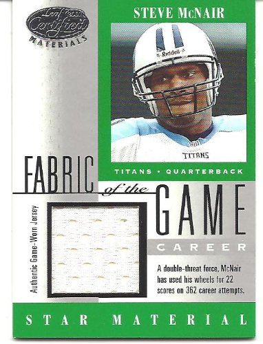 Steve McNair 2001 Leaf Certified Materials Fabric of the Game Jersey Card #105 114/362 Tennessee Titans