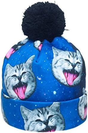 CHIC Women Men 3D Cute Cartoon Cat Print Winter Beanies Cap Hip Hop Sports Hat