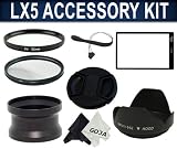 Essential Accessory Kit for PANASONIC Lumix DMC-LX5 - Includes: 52MM Aluminum Lens Adapter Tube + Tulip Flower Lens Hood + UV and CPL Filters + LX5 LCD Screen Protector + Center Pinch Lens Cap + Lens Cap Keeper Holder + 2 Premium Goja Microfiber Cleaning Cloths