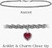 10 Karat 10 White Gold Wheat Style Red Stone Heart Charm Anklet