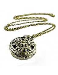 Youyoupifa Wholesale 5pcs/lot Bronze Flower Openwork Cover Stylish Retro Design Quartz Pocket Watch NBW0PP7147-CO3