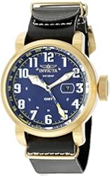 Invicta Men's 18889 Aviator Swiss Quartz Stainless Steel Watch With Black Leather Band